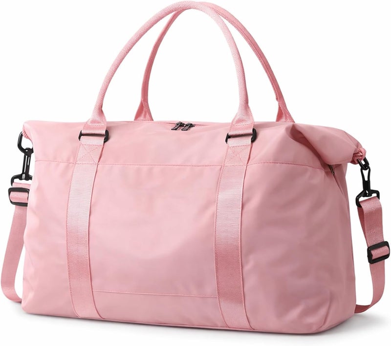 Easyfun Travel Duffle Bag, Weekender Travel Bag Men Small Gym Bag for Women, Hospital Bag for Labor and Delivery, Overnight Bag Luggage Bag with Trolley Sleeve, Airplane Travel Essentials for Flying(Pink) - Image 1